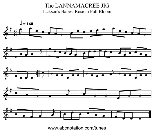 LANNAMACREE JIG, The - staff notation