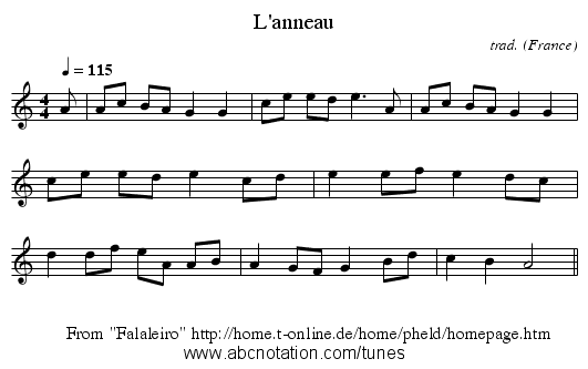 L'anneau - staff notation