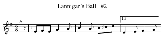 Lannigan's Ball   #2 - staff notation