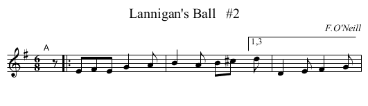 Lannigan's Ball   #2 - staff notation