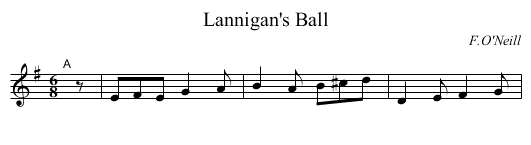 Lannigan's Ball - staff notation