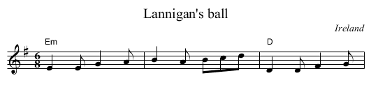 Lannigan's ball - staff notation