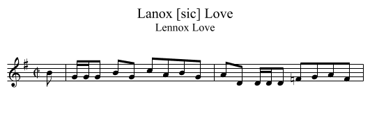 Lanox [sic] Love - staff notation