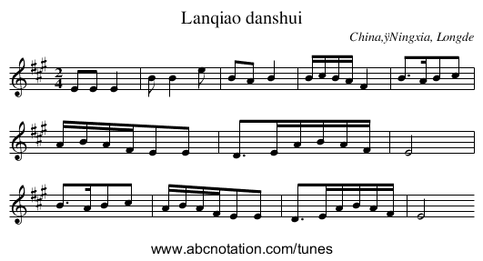 Lanqiao danshui - staff notation