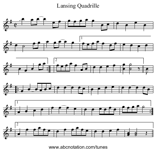 Lansing Quadrille - staff notation