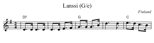 Lanssi (G/e) - staff notation
