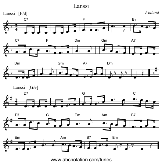Lanssi - staff notation