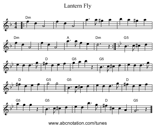 Lantern Fly - staff notation