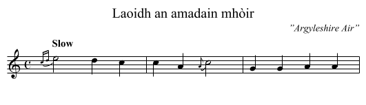Laoidh an amadain mhòir - staff notation