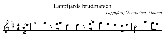 Lappfjärds brudmarsch - staff notation
