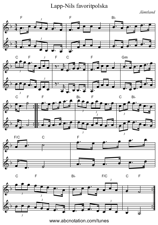 Lapp-Nils favoritpolska - staff notation