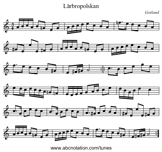 L&auml;rbropolskan - staff notation