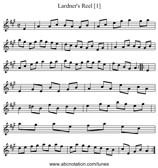 Lardner's Reel [1] - staff notation