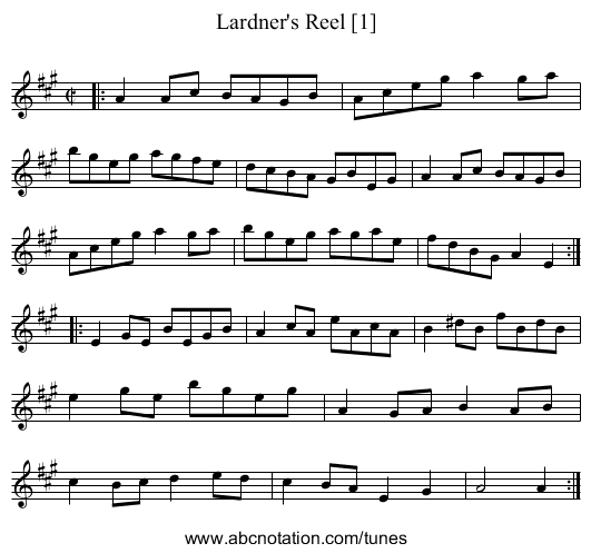 Lardner's Reel [1] - staff notation