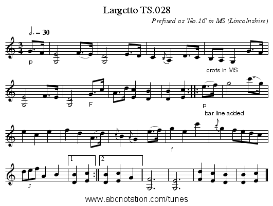 Largetto TS.028 - staff notation