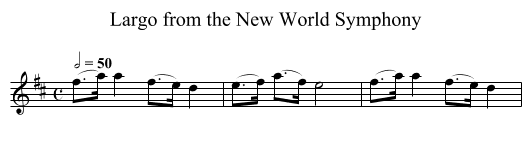 Largo from the New World Symphony - staff notation