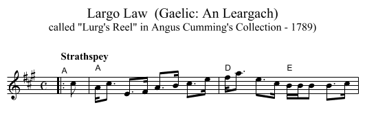 Largo Law  (Gaelic: An Leargach) - staff notation