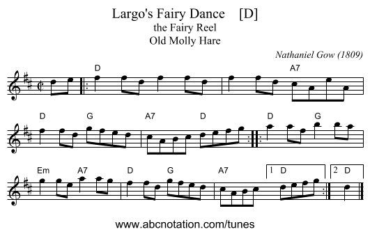 Largo's Fairy Dance    [D] - staff notation