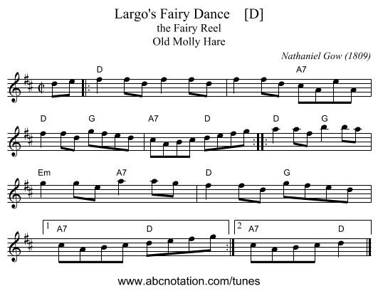 Largo's Fairy Dance    [D] - staff notation