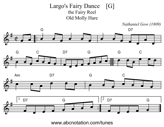Largo's Fairy Dance    [G] - staff notation