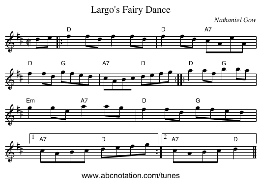 Largo's Fairy Dance - staff notation