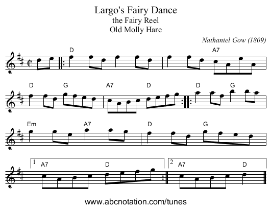 Largo's Fairy Dance - staff notation