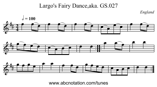 Largo's Fairy Dance,aka. GS.027 - staff notation