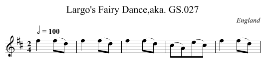 Largo's Fairy Dance,aka. GS.027 - staff notation