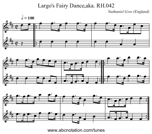 Largo's Fairy Dance,aka. RH.042 - staff notation