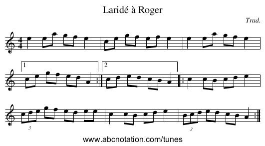 Laridé à Roger - staff notation