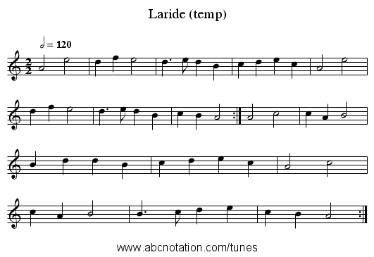 Laride (temp) - staff notation