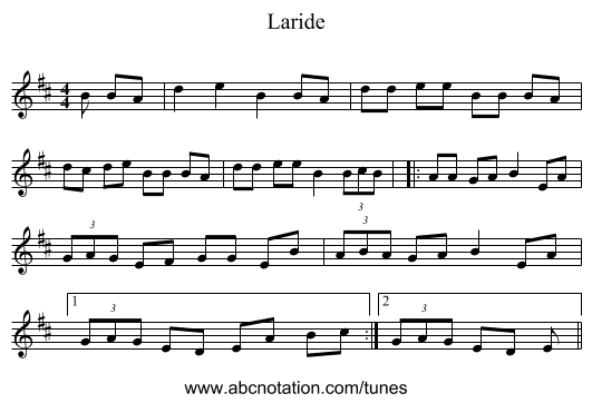 Laride - staff notation