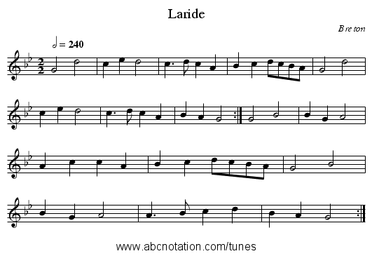 Laride - staff notation