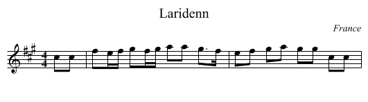 Laridenn - staff notation