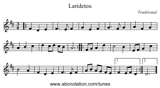 Laridetou - staff notation