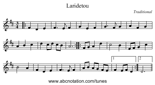 Laridetou - staff notation