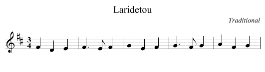 Laridetou - staff notation