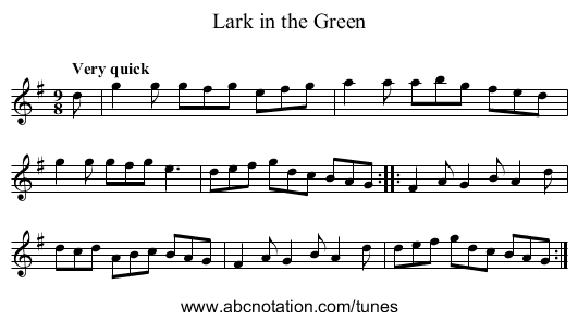 Lark in the Green - staff notation