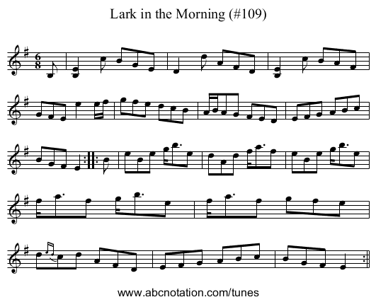 Lark in the Morning (#109) - staff notation