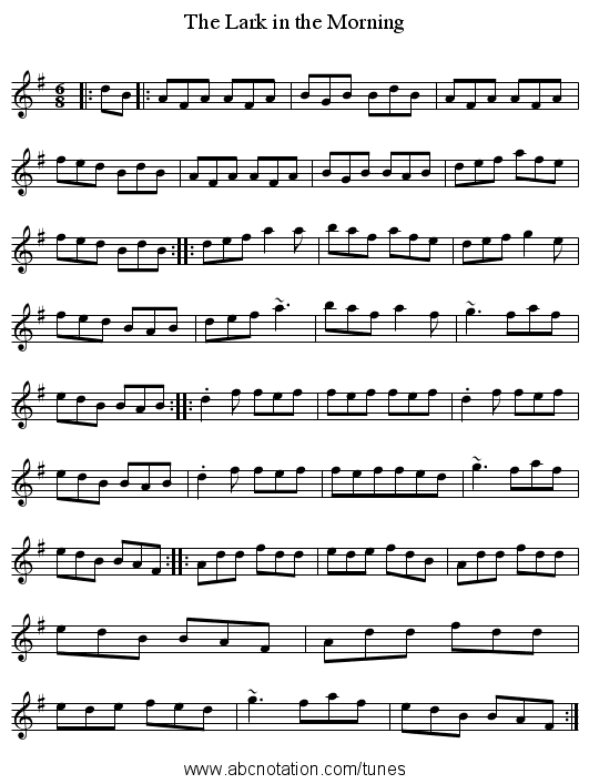 Lark in the Morning, The - staff notation