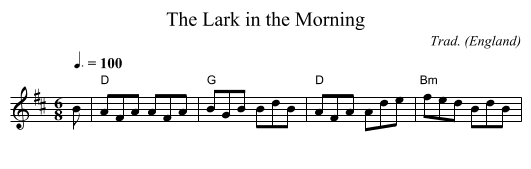 Lark in the Morning, The - staff notation