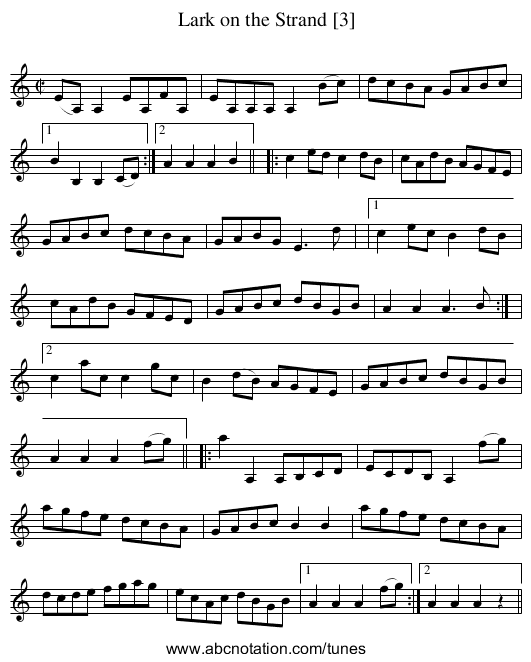 Lark on the Strand [3] - staff notation