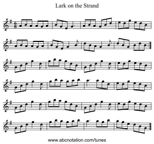 Lark on the Strand - staff notation