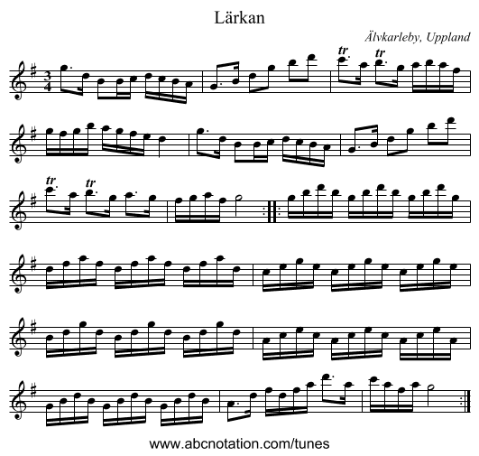 Lärkan - staff notation