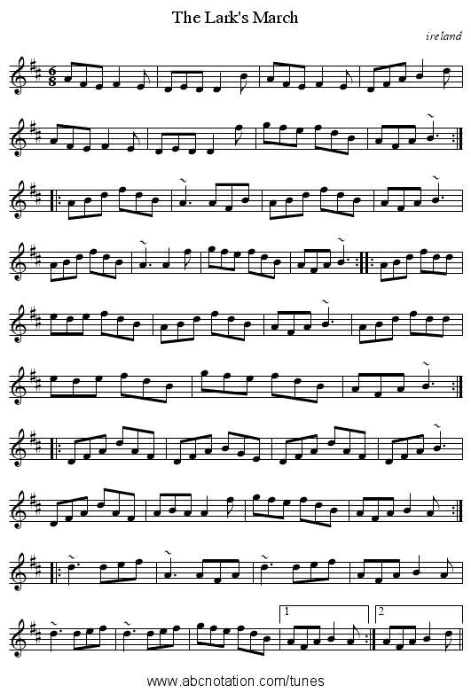 Lark's March, The - staff notation