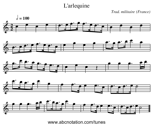 L'arlequine - staff notation