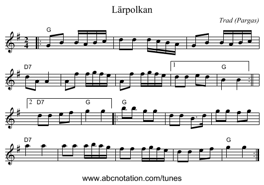 L&auml;rpolkan - staff notation