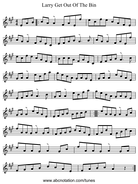 Larry Get Out Of The Bin - staff notation