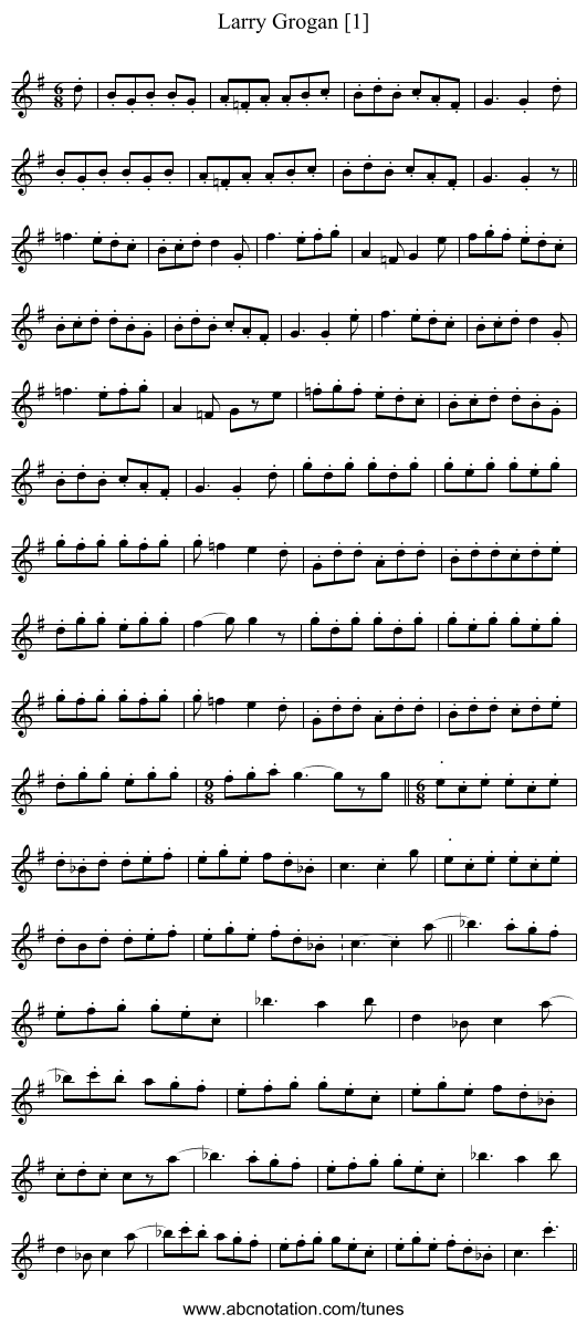 Larry Grogan [1] - staff notation