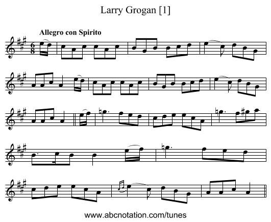 Larry Grogan [1] - staff notation